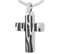 DOTUIARG Urna de recuerdos con cruz, colgante, cremación, joyería femenina, acero inoxidable