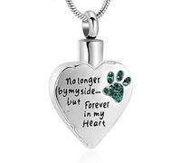 DOTUIARG Ya no a mi lado sino para siempre en mi corazón joyería de cremación para cenizas collares de urna conmemorativa de acero inoxidable para mascotas