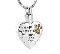DOTUIARG Ya no a mi lado sino para siempre en mi corazón joyería de cremación para cenizas collares de urna conmemorativa de acero inoxidable para mascotas