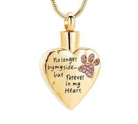 DOTUIARG Ya no a mi lado sino para siempre en mi corazón joyería de cremación para cenizas collares de urna conmemorativa de acero inoxidable para mascotas