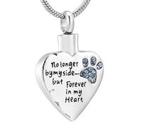 DOTUIARG Ya no a mi lado sino para siempre en mi corazón joyería de cremación para cenizas collares de urna conmemorativa de acero inoxidable para mascotas