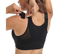 DotVol Sujetador Básico Corrector de Postura con Cierre Delantero Tirantes Anchos Postoperatorio para Mujer （105D,Negro）