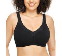 DotVol Sujetador Básico de Algodón sin Aros con Espalda U para Mujer Copa Completa Tallas Grandes(125B,Negro)