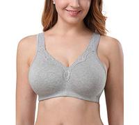 DotVol Sujetador Básico de Algodón sin Aros con Espalda U para Mujer Copa Completa Tallas Grandes(Gris,110C)