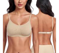 DotVol Sujetador de Baile Espalda Descubierta Sin Aros Multiway L,Beige