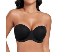 DotVol Sujetador Invisible Ajustable sin Tirantes para Mujer con Aros Push up Multiposiciones (115E,Negro)