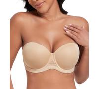 DotVol Sujetador Invisible Ajustable sin Tirantes para Mujer con Aros Push up Multiposiciones (90C,Beige)