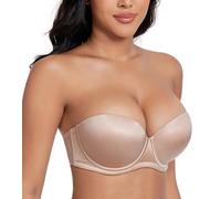 DotVol Sujetador Push up sin Tirantes con Aros y Acolchado para Mujer de Diario(Beige,95D)