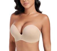 DotVol Sujetador Push up sin Tirantes Tallas Grandes para Mujer sin Aros Copa Completa Diseño Alas (80D,Beige Alas)