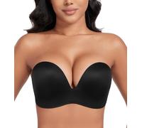 DotVol Sujetador Push up sin Tirantes Tallas Grandes para Mujer sin Aros Copa Completa Diseño Alas (80C,Negro Alas)