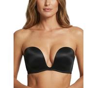 DotVol Sujetador sin Tirantes Push up para Mujer Escote Profundo U con Relleno Media Copa（105C,Negro）