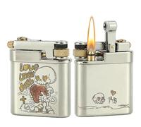 DOUBFIVSY Mechero Vintage Encendedor de Queroseno Recargable, Encendedor de Trinchera de Latón Mecánico, Colección de Encendedores Únicos, Regalo Ideal para Hombres, Padres y Esposos (Amor)