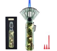 DOUBFIVSY Soplete de Cocina, 100° Giratorio Profesional Antorcha de Cocina, Soplete Recargable con Bloqueo de Seguridad, Llama Ajustable para Barbacoa,Brulée Crema,Cámping(Gas no Incluido) (Camuflaje)