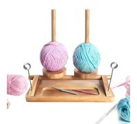 Double-Axis Wooden Yarn Rack - Anti- Yarn Spinner | Crochet And Cardigan Knitting Feeder | Professional Two-Spool Holder With Integrated Storage Tray