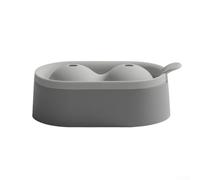 Double Ball Silic1 - Bandeja de cubitos de hielo con embudo para hacer hielo y limpiar simples, bolas de hielo redondas grandes para bebidas, té, café y fiesta (gris)