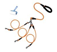 Double Bungee Dog Leash,360° Swivel No Tangle Leash 2/3 Dogs,2/3 Dog No Tangle Heavy Duty,Safe Comfy For Large Medium Dogs For Running Walking Training (Orange,Three)