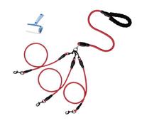 Double Bungee Dog Leash,360° Swivel No Tangle Leash 2/3 Dogs,2/3 Dog No Tangle Heavy Duty,Safe Comfy For Large Medium Dogs For Running Walking Training (Red,Three)