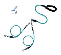 Double Bungee Dog Leash,360° Swivel No Tangle Leash 2/3 Dogs,2/3 Dog No Tangle Heavy Duty,Safe Comfy For Large Medium Dogs For Running Walking Training (Blue,Two)