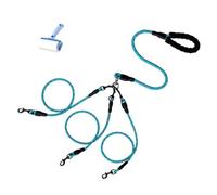 Double Bungee Dog Leash,360° Swivel No Tangle Leash 2/3 Dogs,2/3 Dog No Tangle Heavy Duty,Safe Comfy For Large Medium Dogs For Running Walking Training (Blue,Three)