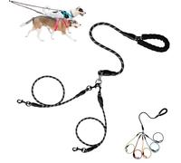 Double Bungee Leash - 1st Step Training Tool, 360° Swivel Tangle Free Double Dog Leashs, for Small/Medium/Large Breeds, Shock Absorbing Rope with Padded Handles (Black,L(1.2+1.0cm))