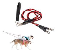 Double Bungee Leash - 1st Step Training Tool, Double Leash for Two Dogs - No Tangle, Dual Dog Leashes with Tangle-Free Swivel (B-Red/Black)