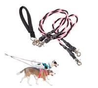 Double Bungee Leash - 1st Step Training Tool, Double Leash for Two Dogs - No Tangle, Dual Dog Leashes with Tangle-Free Swivel (F-Pink/Black)