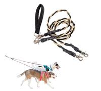 Double Bungee Leash - 1st Step Training Tool, Double Leash for Two Dogs - No Tangle, Dual Dog Leashes with Tangle-Free Swivel (E-Gold/Black)