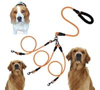 Double Bungee Leash - 1st Step Training Tool, Tangle Free Double Bungee Dog Leash, Adjustable 360° Swivel Heavy Duty Dual Elastic Dog Leashes For Medium/Large Breeds(Yellow,Triple-M)
