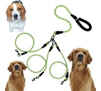 Double Bungee Leash - 1st Step Training Tool, Tangle Free Double Bungee Dog Leash, Adjustable 360° Swivel Heavy Duty Dual Elastic Dog Leashes For Medium/Large Breeds(Green,Triple-L)