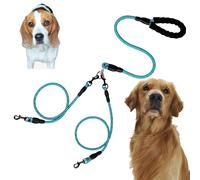 Double Bungee Leash - 1st Step Training Tool, Tangle Free Double Bungee Dog Leash, Adjustable 360° Swivel Heavy Duty Dual Elastic Dog Leashes For Medium/Large Breeds(Blue,Double-L)