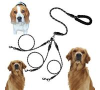 Double Bungee Leash - 1st Step Training Tool, Tangle Free Double Bungee Dog Leash, Adjustable 360° Swivel Heavy Duty Dual Elastic Dog Leashes For Medium/Large Breeds(Black,Triple-L)