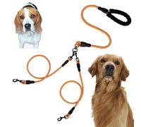 Double Bungee Leash - 1st Step Training Tool, Tangle Free Double Bungee Dog Leash, Adjustable 360° Swivel Heavy Duty Dual Elastic Dog Leashes For Medium/Large Breeds(Yellow,Double-M)