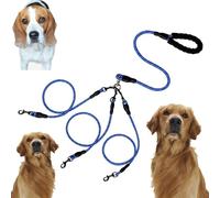Double Bungee Leash - 1st Step Training Tool, Tangle Free Double Bungee Dog Leash, Adjustable 360° Swivel Heavy Duty Dual Elastic Dog Leashes For Medium/Large Breeds(Dark Blue,Triple-M)