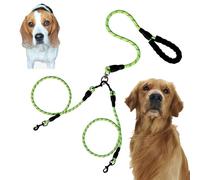 Double Bungee Leash - 1st Step Training Tool, Tangle Free Double Bungee Dog Leash, Adjustable 360° Swivel Heavy Duty Dual Elastic Dog Leashes For Medium/Large Breeds(Green,Double-L)