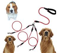 Double Bungee Leash - 1st Step Training Tool, Tangle Free Double Bungee Dog Leash, Adjustable 360° Swivel Heavy Duty Dual Elastic Dog Leashes For Medium/Large Breeds(Red,Triple-L)