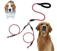 Double Bungee Leash - 1st Step Training Tool, Tangle Free Double Bungee Dog Leash, Adjustable 360° Swivel Heavy Duty Dual Elastic Dog Leashes For Medium/Large Breeds(Red,Double-M)