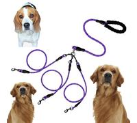 Double Bungee Leash - 1st Step Training Tool, Tangle Free Double Bungee Dog Leash, Adjustable 360° Swivel Heavy Duty Dual Elastic Dog Leashes For Medium/Large Breeds(Purple,Triple-M)