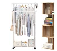 Double Clothes Rack, Metal Garment Rack, Clothes Rack With Wheels, Closet Organizers And Storage, Bedroom Closet, Laundry Room Clothes Rack, Rolling Garment Rack, Clothes Rack With Wheels For Bedroom