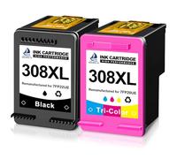 DOUBLE D 308XL Cartuchos de Tinta Reemplazo de Cartuchos de Tinta HP 308 o HP 308 Negro y Color Trabajo para HP Envy 6120e 6100e 6110e 6122e 6130e Envy 6520e 6500e 6530e 6532e DeskJet 2920 4320 4310