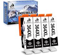 DOUBLE D 364XL - Cartuchos de Tinta Negra de Repuesto para HP 364 364XL para HP Photosmart 5510 5520 5522 6520 7510 B010a B8550 C5370 C5388 C6324, HP Officejet 4620, HP Deskjet 30777070 0A (4 Negro)
