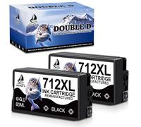 DOUBLE D 712XL - Cartuchos de tinta remanufacturados negros de repuesto para impresora HP 712 712XL BK para DesignJet T650 T630 T230 T210 Studio Plotter Printer (2BK, 2 unidades)