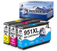DOUBLE D 951XL Cartuchos de Tinta Compatible para HP 951 XL 950XL para HP Officejet Pro 8600 8100 8610 8620 8630 8640 8660 8615 8625 251dw 276dw (1C 1M 1Y, 3-Pack)
