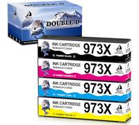 DOUBLE D 973X Multipack para HP 973X,No interesado por la actualización, Compatible con HP PageWide Pro 477dw 477dn 552dw 577dw 577z Managed P55250dw MFP P57750dw (1Negro/1Cian/1Magenta/1Amarillo)