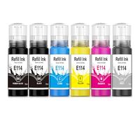 DOUBLE D Botella de tinta 114 compatible con Epson 114 cartuchos de tinta de repuesto para impresora EcoTank ET-8500 ET-8550 (paquete de 6, 114 negro/114 negro foto/114 cian/114 magenta/114 amarillo