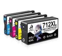 DOUBLE D Cartuchos de Tinta 712XL, Reemplazo de Alto Rendimiento Remanufacturado para HP 712 712XL 712 XL para la Impresora de Plotter de Estudio DesignJet T650 T630 T230 T210 T250 (Paquete de 4 712)