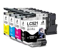 DOUBLE D Cartuchos de Tinta LC521 Reemplazo para Brother LC521 LC521XL | para Tinta Brother LC521VAL Compatible con la Impresora Brother DCP-J1260W DCP-J1310DW DCP-J1313DW DCP-J1360DW DCP-J1460DW