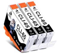 DOUBLE D CLI-65 - Cartuchos de tinta compatibles con Canon 65 Black CLI-65 CLI65 CLI 65, alto rendimiento, funciona con impresora Canon PIXMA PRO-200 PIXMA PRO-200S PRO200 PRO200S (paquete de 3, CLI65