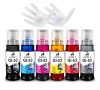 DOUBLE D GI-53 - Botella de tinta compatible con Canon GI-53 Ink GI53 GI 53 de repuesto para impresoras Canon Pixma G550 G650 (paquete de 6, negro/cian/magenta/amarillo/rojo/gris)