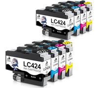 DOUBLE D LC424 Cartuchos de Tinta Multipack para Brother LC424 LC424XL LC 424 LC424VAL Cartuchos de Tinta Compatibles con Impresoras Brother DCP-J1200W DCP-J1200WE,8 Paquete LC424 Tinta