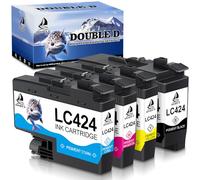 DOUBLE D LC424 Cartuchos de Tinta Multipack para Brother LC424 LC424XL LC 424 LC424VAL Cartuchos de Tinta Compatibles con Impresoras Brother DCP-J1200W DCP-J1200WE (Negro Cian Magenta Amarillo)